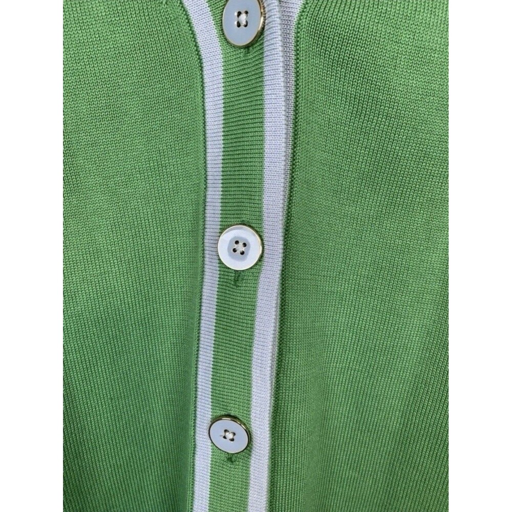 Talbots Tip Par Green Gray Button Up Long Sleeve Cardigan Sweater Size Medium - Picture 3 of 8